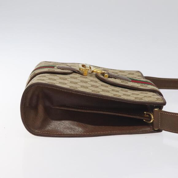 GUCCI GG Canvas Shoulder Bag Beige Gold - Picture 4 of 16